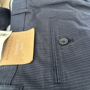 NWT Banana Republic Men's Navy Pinstripe Khaki Pants Size 36x32